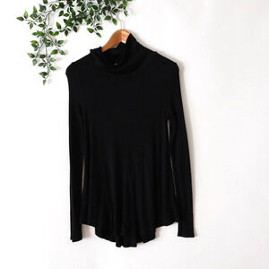 Deletta Anthropologie Black Long Sleeve Ribbed Turtleneck Swing Top XS